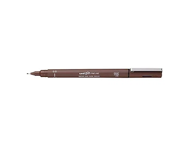 Uniball PIN Rotulador con punta micrométrica de 0,5 mm color sepia, pack de 12