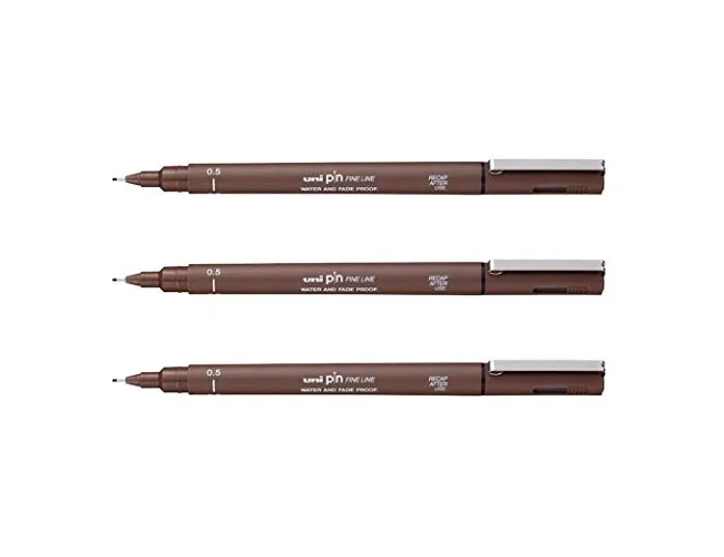 Uniball PIN Rotulador con punta micrométrica de 0,5 mm color sepia, pack de 12