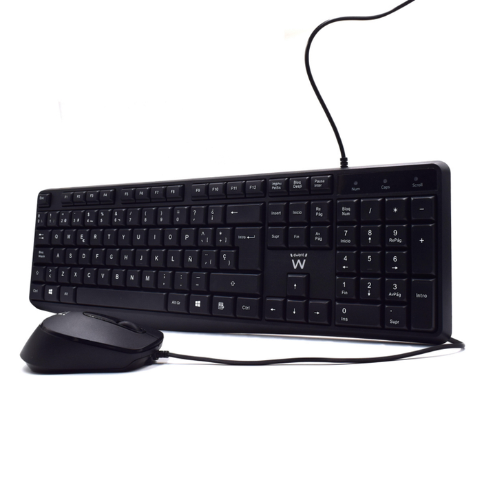 Ewent Kit Teclado + Mouse USB Silencioso EW3000 para Oficina/Hogar - Teclado Español QWERTY con Cable 1.35m - EAN: 8052101430363 Ewent Kit Teclado + Mouse USB Silencioso EW3000 para Oficina/Hogar - Teclado Español QWERTY con Cable 1.35m - EAN: 8052101430363