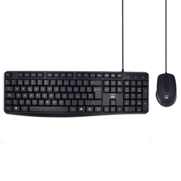 Ewent Kit Teclado + Mouse USB Silencioso EW3000 para Oficina/Hogar - Teclado Español QWERTY con Cable 1.35m - EAN: 8052101430363