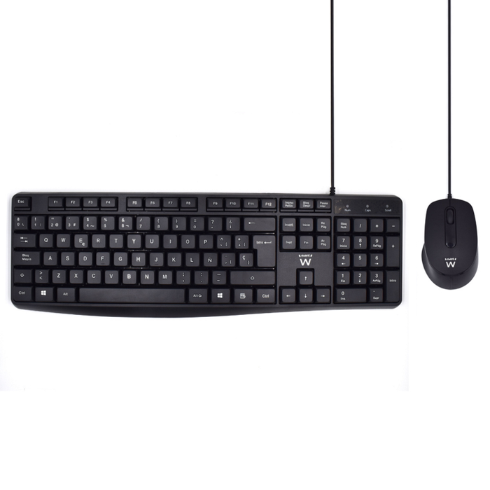 Ewent Kit Teclado + Mouse USB Silencioso EW3000 para Oficina/Hogar - Teclado Español QWERTY con Cable 1.35m - EAN: 8052101430363 Ewent Kit Teclado + Mouse USB Silencioso EW3000 para Oficina/Hogar - Teclado Español QWERTY con Cable 1.35m - EAN: 8052101430363