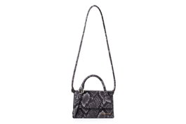 Vince Camuto Parma - Bolso de mano con efecto piel de serpiente en gris y negro, 100% piel de polivinilo