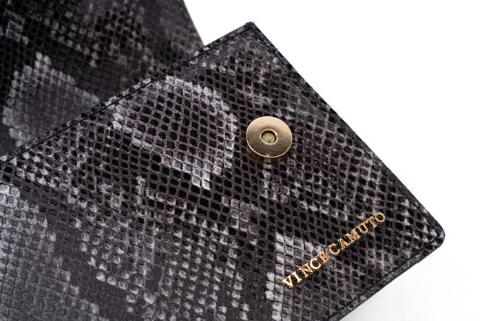 Vince Camuto Parma - Bolso de mano con efecto piel de serpiente en gris y negro, 100% piel de polivinilo