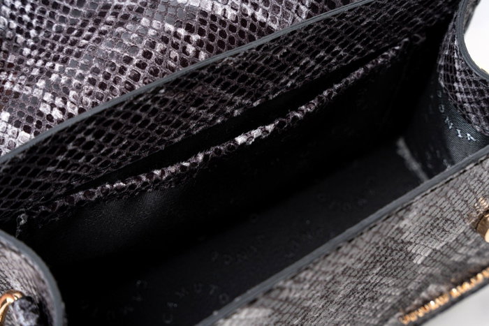 Vince Camuto Parma - Bolso de mano con efecto piel de serpiente en gris y negro, 100% piel de polivinilo