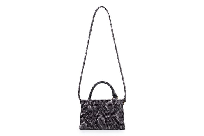 Vince Camuto Parma - Bolso de mano con efecto piel de serpiente en gris y negro, 100% piel de polivinilo