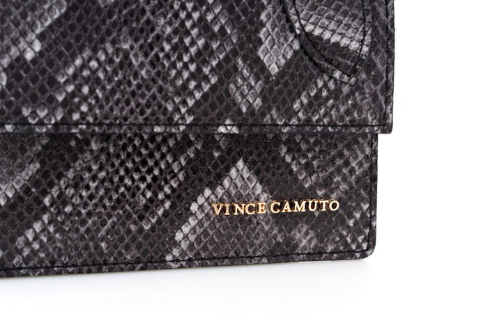 Vince Camuto Parma - Bolso de mano con efecto piel de serpiente en gris y negro, 100% piel de polivinilo