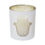Home Deco Factory Vela Perfumada Mano Fátima Colección Mirage Gris (Escaramujo) Dorado (Sándalo) Blanco (Almizcle) Cera Parafina 250g 45h