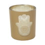 Home Deco Factory Vela Perfumada Mano Fátima Colección Mirage Gris (Escaramujo) Dorado (Sándalo) Blanco (Almizcle) Cera Parafina 250g 45h