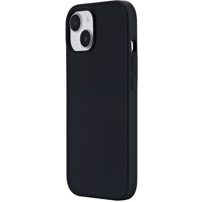 eSTUFF Funda INFINITE RIGA para iPhone 15, Silicona Negra con 93% Material Reciclado, Protección Anticaídas