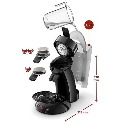 CAFETERA PHILIPS SENSEO ORIGINAL XL ROJO OSCURO - MONODOSIS - CREMA PLUS - DEPOSITO 1.2L - 1 BAR - PREPARA 2 TAZAS A LA VEZ - DESCONEXION AUTOMATICA
