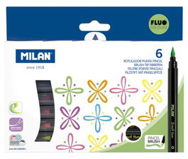 Rotulador Milan Punta Pincel Caja De 6 Colores Fluor