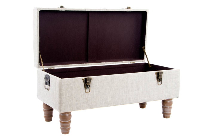 DKD Home Decor Set de 2 Banquetas Descalzadora de Madera Beige