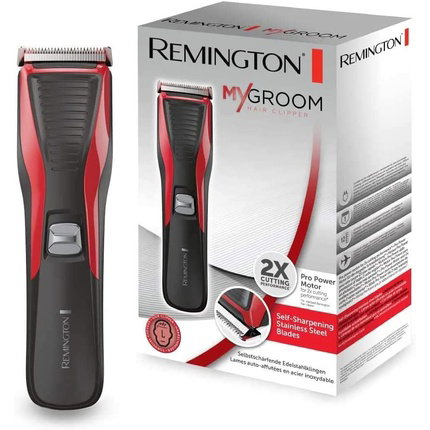 Remington HC5100 MyGroom Maquinilla de Peluquería con 12 Ajustes de Longitud, Negro y Rojo