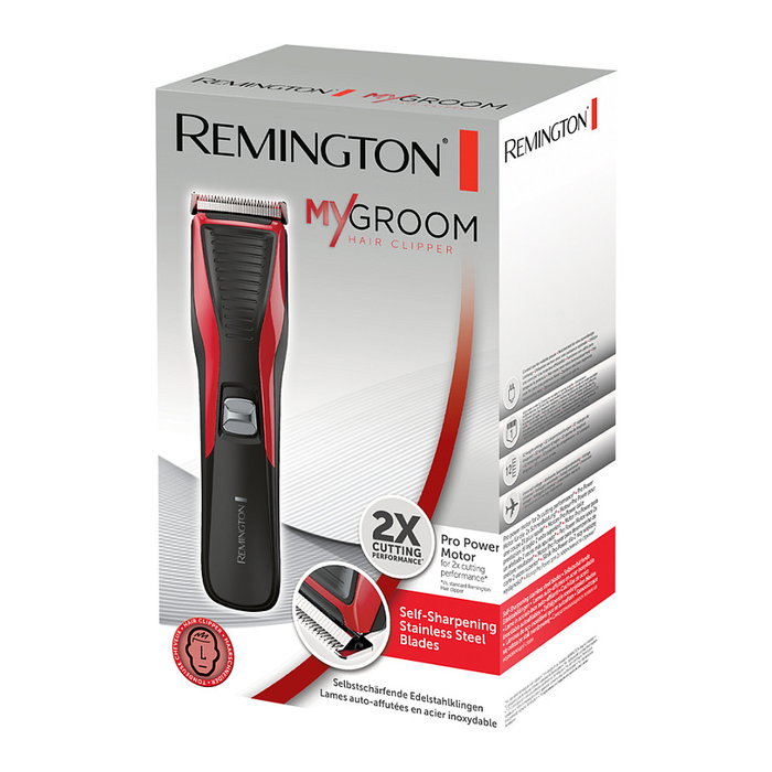 Remington HC5100 MyGroom Maquinilla de peluquería profesional con 12 longitudes de corte, Negro y Rojo