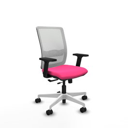 PIQUERAS Y CRESPO Silla de oficina Haches Rosa y Blanco con Mecanismo Sincro/Traslack