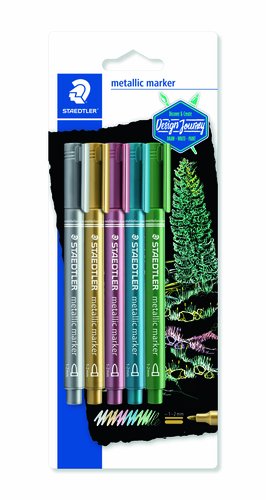 STAEDTLER Marcadores 8323 Metálicos de 5 Unidades (Oro, Plata, Rojo, Azul y Verde) STAEDTLER Marcadores 8323 Metálicos de 5 Unidades (Oro, Plata, Rojo, Azul y Verde)
