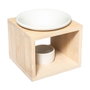 5Five Quemador para Cera o Aceites Esenciales Blanco/Madera Bambú/Dolomita 11.5x11.5x9.5cm