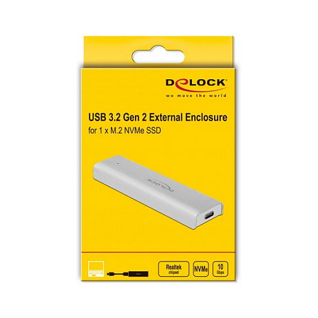 DeLOCK 42634 Gabinete externo para M.2 NVMe PCIe SSD USB 3.2 Gen 2 Plata DeLOCK 42634 Gabinete externo para M.2 NVMe PCIe SSD USB 3.2 Gen 2 Plata