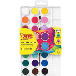 Jovi Acuarelas en Pastillas 22 mm con Pincel, Estuche 24 Ud Colores Surtidos