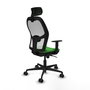 PIQUERAS Y CRESPO Silla de oficina Jorquera Verde y Blanco con mecanismo Sincro, Brazos 1D y Cabecero 2D