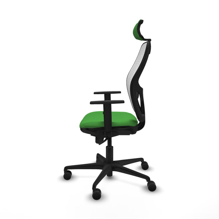 PIQUERAS Y CRESPO Silla de oficina Jorquera Verde y Blanco con mecanismo Sincro, Brazos 1D y Cabecero 2D
