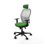 PIQUERAS Y CRESPO Silla de oficina Jorquera Verde y Blanco con mecanismo Sincro, Brazos 1D y Cabecero 2D