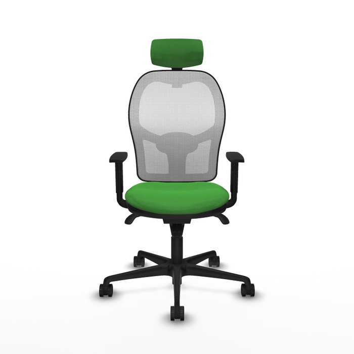 PIQUERAS Y CRESPO Silla de oficina Jorquera Verde y Blanco con mecanismo Sincro, Brazos 1D y Cabecero 2D