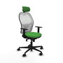PIQUERAS Y CRESPO Silla de oficina Jorquera Verde y Blanco con mecanismo Sincro, Brazos 1D y Cabecero 2D