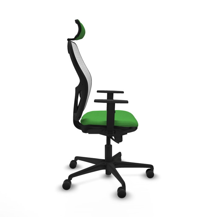 PIQUERAS Y CRESPO Silla de oficina Jorquera Verde y Blanco con mecanismo Sincro, Brazos 1D y Cabecero 2D