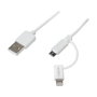 LogiLink Cable USB 2.0 con Micro-USB y Lightning de 1 m, blanco