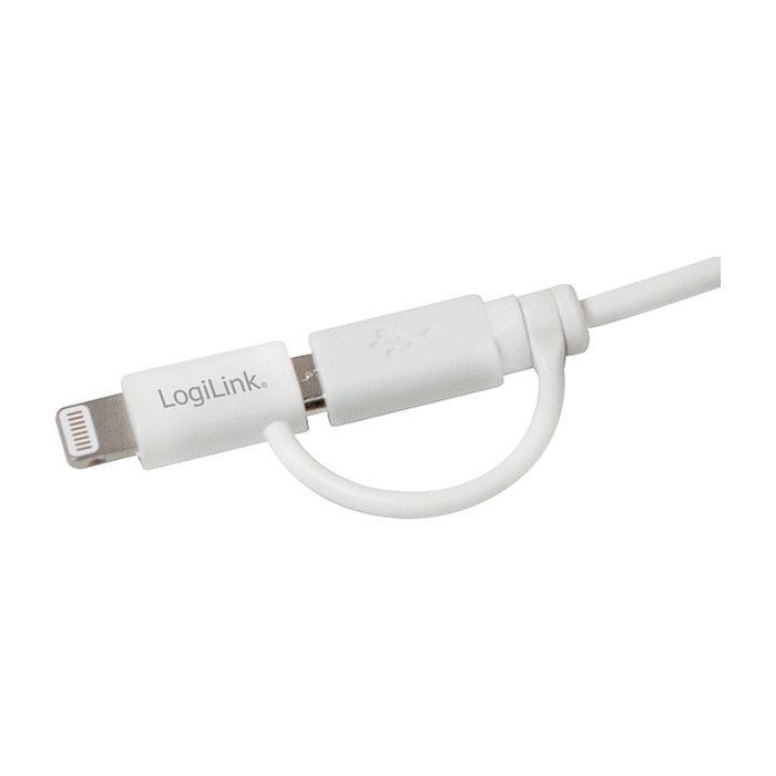 LogiLink Cable USB 2.0 con Micro-USB y Lightning de 1 m, blanco