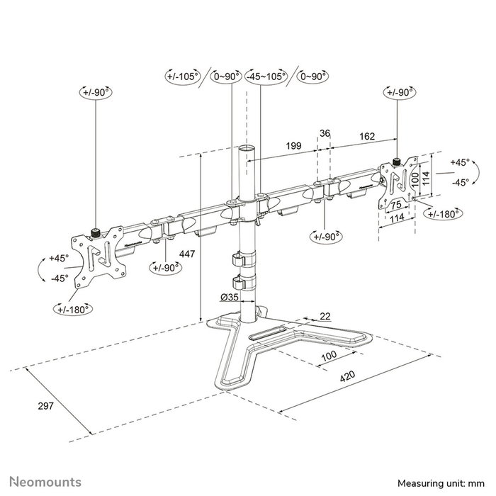 Neomounts Tischhalterung Dual para pantallas de 10-32'' (-6kg) Neomounts Tischhalterung Dual para pantallas de 10-32'' (-6kg)