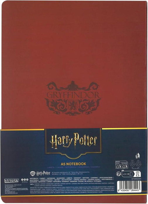 Sd Toys Cuaderno Tapa Blanda Gryffindor Harry Potter Rojo Intenso