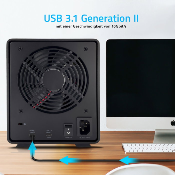 Fantec MB-X5U31H Carcasa para 5 Discos Duros SATA de 3,5/2,5 Pulgadas USB 3.1 Gen 2