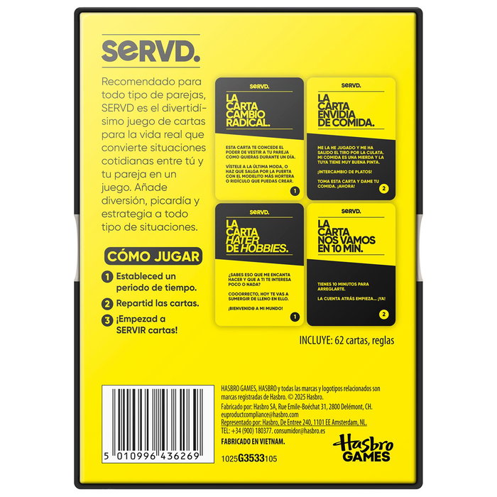 Hasbro Gaming Servd Parejas G3533 - Juego de Cartas para Parejas en Español, +18 años