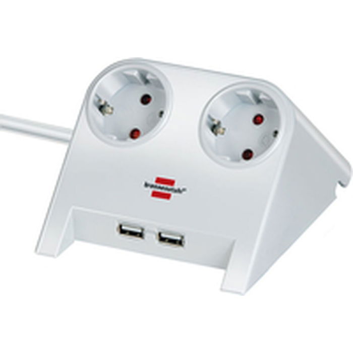 Regleta Enchufes 2 Tomas sin Interruptor Brennenstuhl 1153520222 3600 W USB x 2 Sobremesa (1,8 m)