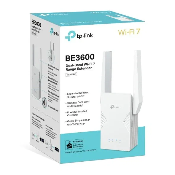 TP-Link RE225BE BE3600 Wi-Fi 7 Extensor de Red Blanco