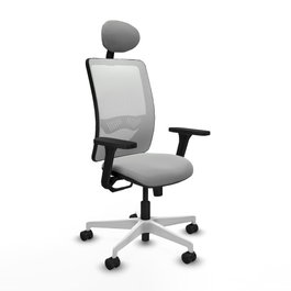 PIQUERAS Y CRESPO Silla de oficina Zulema con mecanismo Sincro, Gris claro y Blanco