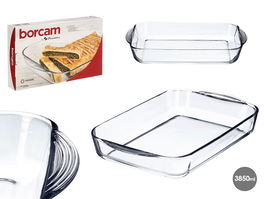 Pasabahce Bandeja Rectangular Borcam Vidrio Borosilicato Transparente 3850ml 40x24.7x6.5cm (Set de 4)