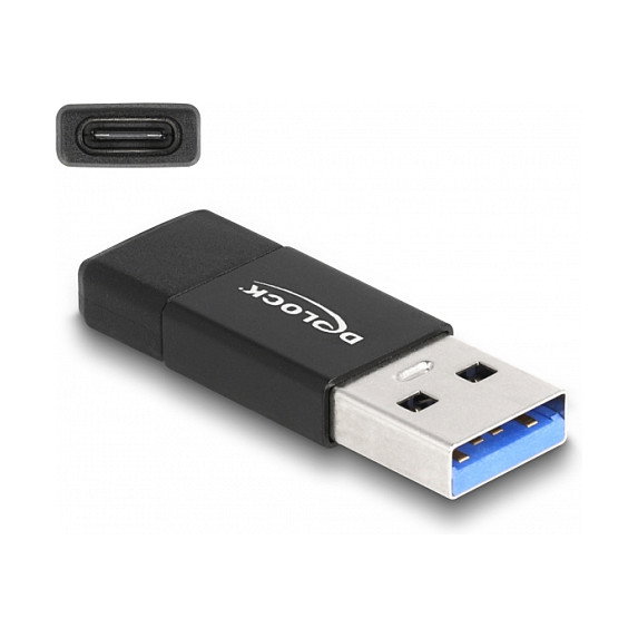 DELOCK Adaptador USB 3.2 Gen 2 USB Typ-A Stecker zu USB Type-C Buchse Negro DELOCK Adaptador USB 3.2 Gen 2 USB Typ-A Stecker zu USB Type-C Buchse Negro