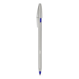 Bic Bolígrafo Cristal Renew Cuerpo Aluminio Mate Tinta Azul + 2 Recambios en Caja de Cartón