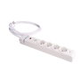 Solera - Base Múltiple Prolongador, 4 Tomas Schuko (2P+T), con Interruptor Luminoso Azul y Protector Sobretensiones, 1.5 m Cable H05VV-F 3G1.5 mm², 16A 250V, IP20, Blanco