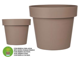 Ibergarden Maceta de Plástico Marrón con Reserva de Agua 40 cm (Set de 6)