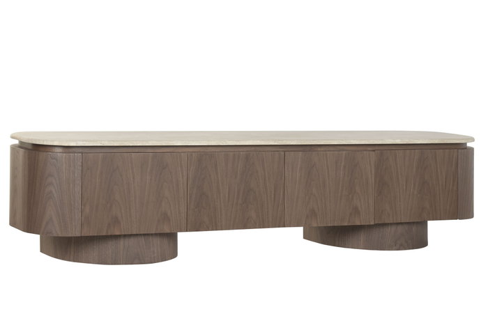 DKD Home Decor Mueble TV MDF Granito 200x40x45 Marrón
