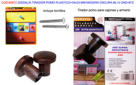 GISDALIA FS Tirador de madera con pomo plástico 34x33 mm oscuro