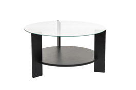 Nordure Mesa de Café Wood Black, Transparente - Vidrio Templado, Tablero Partículas Melamina, 75x40x75 cm