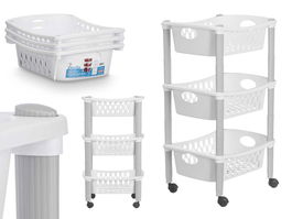 Stefanplast Carro Plástico 3 Pisos Blanco 40 x 29.5 x 17.5 cm (Set de 6)