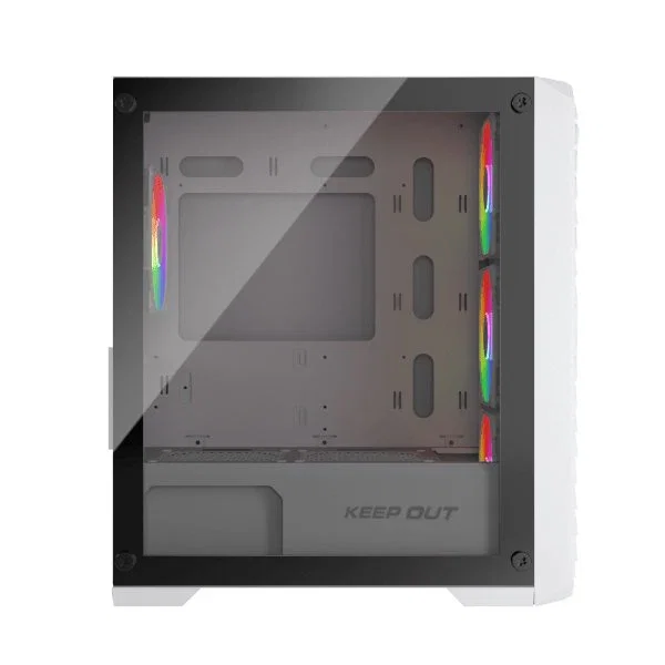 Keep Out Caja PC Gaming XC-220 GLASS ARGB Blanco, Micro ATX, Cristal Templado, Con 4 Ventiladores 120mm ARGB, 1x USB 2.0 y 2x USB 3.0, Bahías: 1x3.5", 2x2.5"