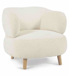 DKD Home Decor Butaca Blanco Natural Poliester Madera 70 x 80 x 70 cm