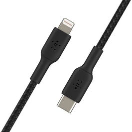 Belkin CAA004BT1MBK Cable USB-C a Lightning Boost Charge MFi 1m Trenzado Negro - Carga Rápida para iPhone, iPad